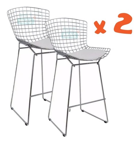 Banqueta Desayunador Taburete Silla Alta - Bertoia Patas Ski + Almohadón X 2 Unidades !!