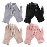 4 Guantes De Invierno De Lana Tejido Touch Tablet Celular