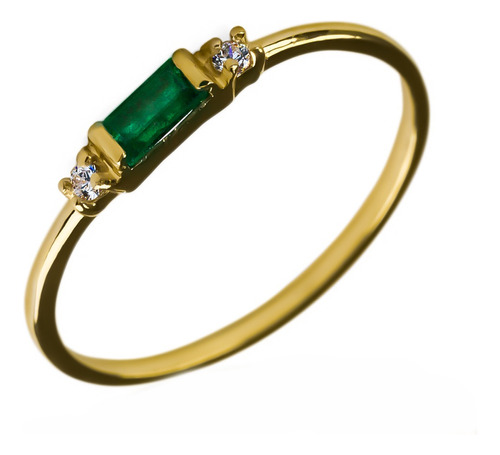 Anillo Dama Oro 18 Quilates, Emerald Channel