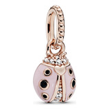 Pandora Charm Mariquita Rosa Recubrimiento Oro Rosa 14k Orig