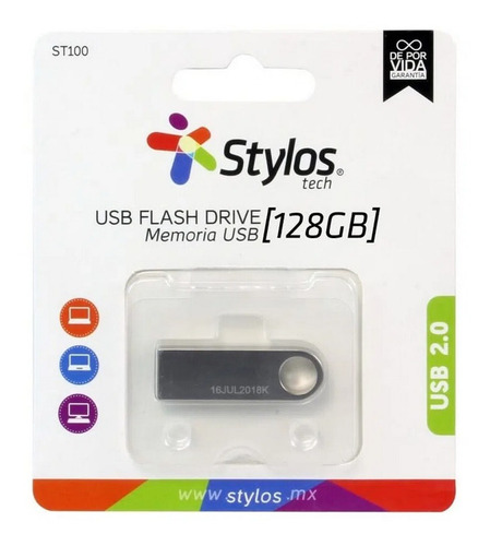 Memoria Usb 128gb St100 Flash 2.0 Stylos Tech