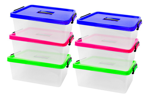 Cajas Organizadoras De Plastico 18 Lts | Paquete De 6 Un