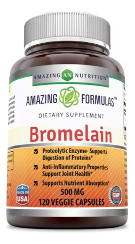 Bromelina 500mg Enzima Digestiva (120 Tabletas) Americano