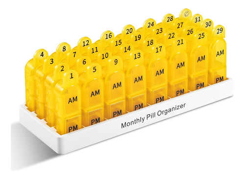 Organizador Mensual De Píldoras 2 Veces Al Día Yellow Daviky