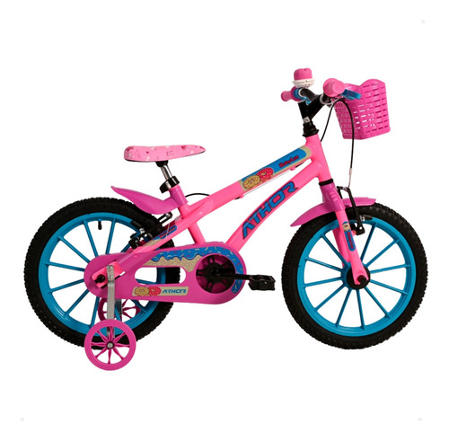 Bicicleta Aro 16 Feminina - Athor Baby Lux Angel Com Cesta