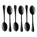 6 Colheres Para Mesa Lyor Positano De Aço Inox Preto 18cm