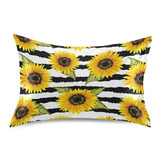 Funda De Almohada Satinada Con Rayas Girasoles, Compatible C