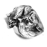 Anillo Vikingo Lobos De Odin En Plata 3 X 2 Cm 19 Gr Art 183