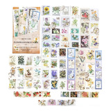 Set 40 Stickers Naturaleza  Estilo Estampilla Con Dorado 