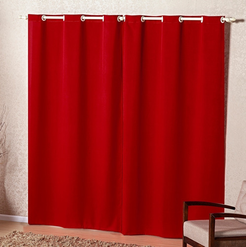 Cortina Roma 3,00x2,50 Vermelho Com Ilhos P/ Sala Ou Quarto