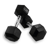 Set 2 Mancuernas Hexagonales 25lb Pesas Gym Color negro