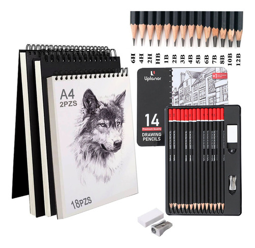 18pcs Set De Cuaderno Dibujo O Papel Para Acuarelacon Lápiz