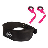 2 Pack Gym: Cinturón Cómodo Blando + Par Straps Mujer Rosas