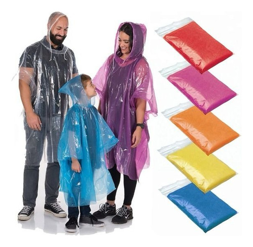 Piloto Poncho Descartable Para Lluvia  Adultos Colores X 1