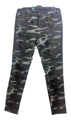 Jean Pantalon Elastizado Est Camuflage Mujer T.42 Soul Verde