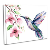 Cuadro Lienzo Canvas 50x60cm Colibri Nectar Flor Tipo Oleo