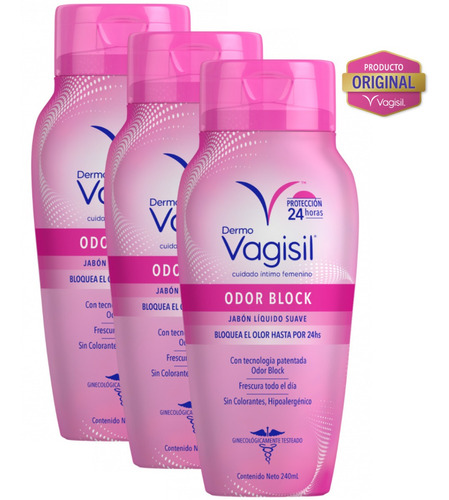 Kit X 3u Jabones Líquido Dermo Vagisil Odor Block 240ml