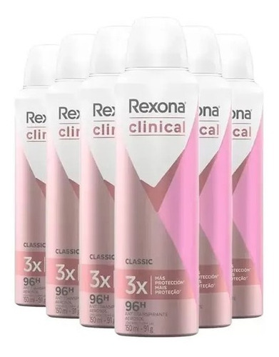 Kit C/4 Desodorante Rexona Clinical Classic (rosa)