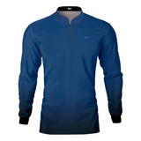 Camisa Camiseta Blusa De Pesca Brk Basic Azul Naval Uv50+