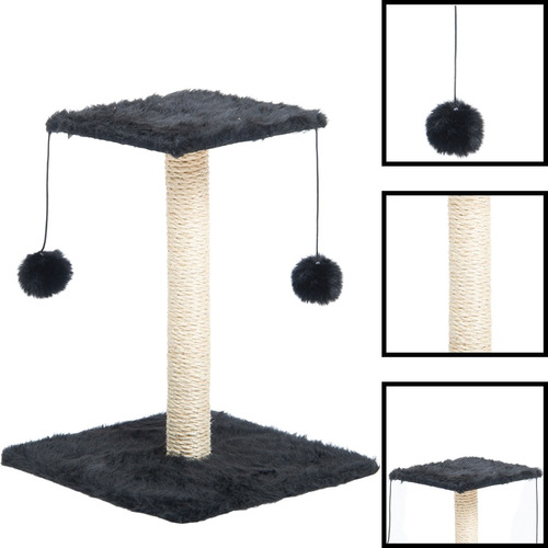 Arranhador Gatos Duplo Bolinha Sisal Pet Quadrado Poste Pet