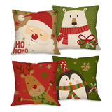 Kit 4 Capas De Almofada Decoração De Natal