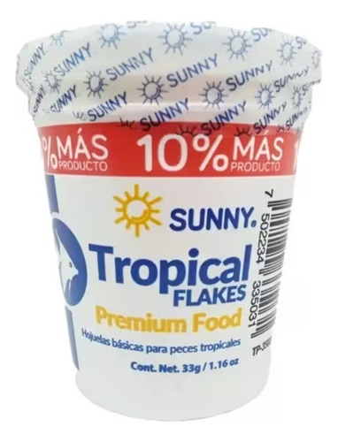 Alimento Tropical Flakes 33 Gr Sunny P/ Peces Tropicales