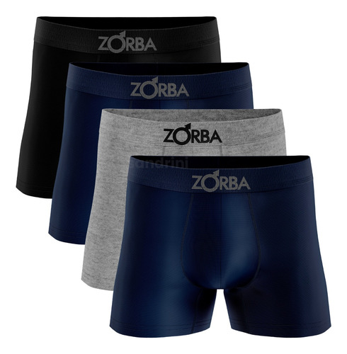 Kit 4 Cueca Boxer Algodão Sem Costura Zorba Adulto Masculina