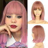 Sapphirewigs Peluca Corta De Color Rosa Para Mujer, Peluca R