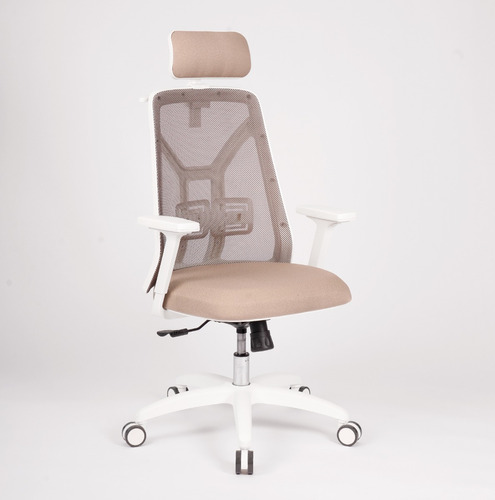 Sillón Ergonómico Tokio Premium White Diseño Exclusivo Rossi Color Tela Marathon Beige