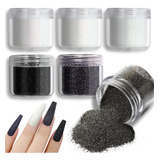 6 Colores Uñas Glitter Polvo Holográfico Blanco Negro...