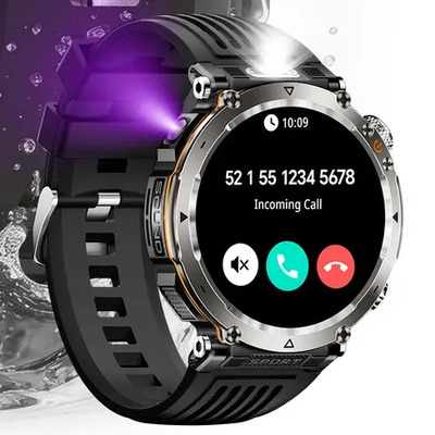 Morein Rock1 Reloj Inteligente Hombre Llamadas Bluetooth Monitorizar la frecuencia cardíaca Arterial Bateria 600mah Pantalla 1.7 Linterna Led Luz Uv Brújula Ip68 Smartwatch Deportivo Para Aventura | Envío gratis