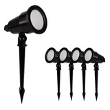 Kit 4 Luminária Espeto Jardim Cob Led 7w Branco Quente