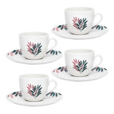 Conjunto 4 Xícaras Grandes Com Pires Coup Selva Porcelana