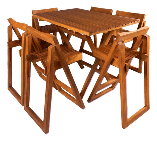 Muebles O Comedor Alto Para Jardín Plegable De Madera 6 Pers