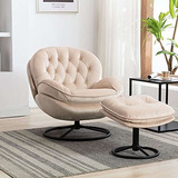Frithjill Living Room Chair With Ottoman, Velvet Swivel Acce
