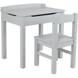 Escritorio Y Silla De Madera Con Tapa Elevable  Gris , ...