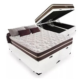 Cama Box Baú Queen + Colchão De Mola Superlastic 22x198x158 Cor Branco