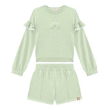 Conjunto Infantil Feminino Blusão E Short Em Moletom Somnii