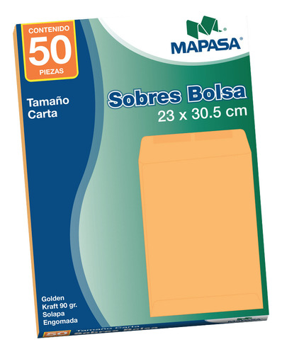 Sobre Bolsa Mapasa Carta Golden Kraft 50pzs 90g Ia0316