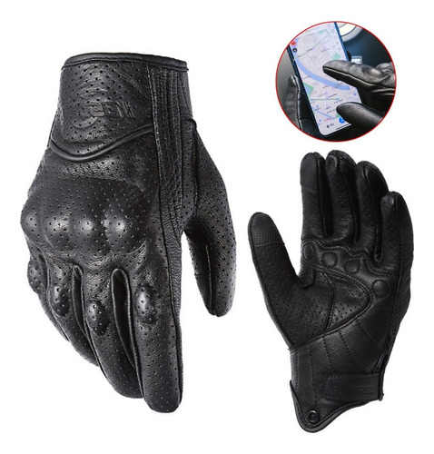 Guantes De Moto 100 % De Piel De Cabra Para Pantalla Táctil