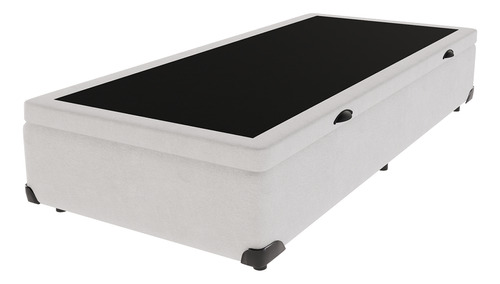 Base Box Com Baú Solteiro Branco De Madeira 88cm Kazamix