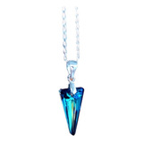 Cadena De Plata Cristal Swarovski  Spike Azul Titanic