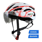 Casco De Bicicleta Con Lentes Tipo Montaña Fon400w Freeon Color Blanco Talla G