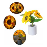 Lámpara De Mesa De Noche Flores Led Recargable Usb Girasol