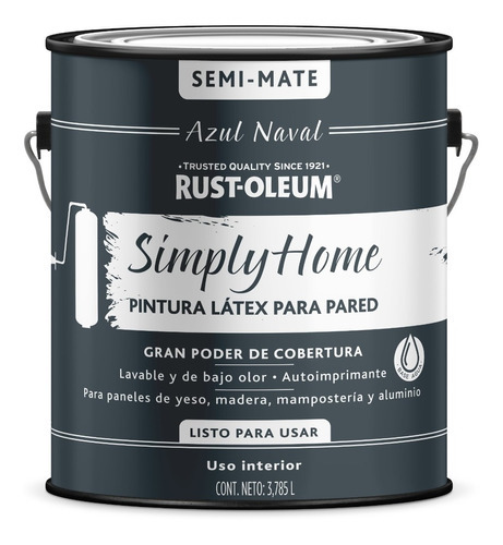 Pintura Látex Para Pared Simply Home 3,785 L Rust Oleum Color Azul Naval Semi Mate
