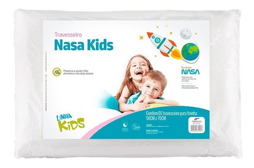 Travesseiro Infantil Antiácaros 8cm - Nasa Kids Fibrasca