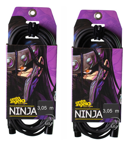 2 Cabos Microfone Santo Angelo Ninja Lw 10ft - 3,05 Mts