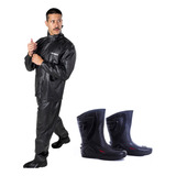 Capa Chuva Bota Motoqueiro Moto Pvc Impermeável Motoboy