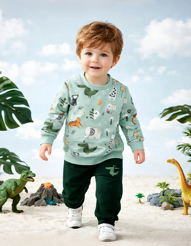 2pcs Conjunto De Sudadera Infantil Con Estampado De Animales | MercadoLibre