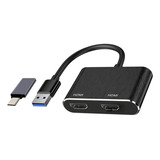 Adaptador Usb C A Vídeo Externo Dual Hdmi Compatible Con Win